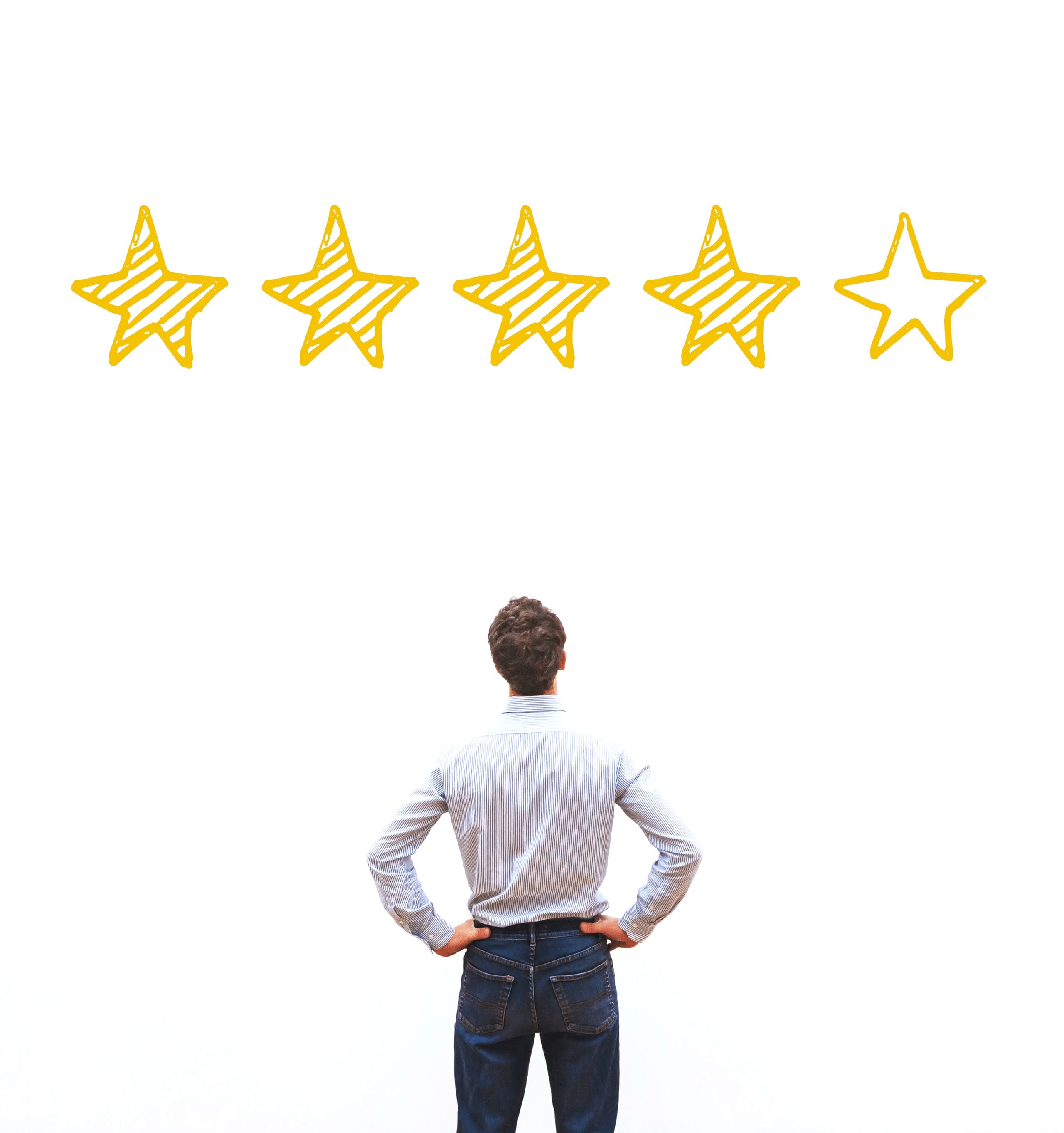 Image of rating and review in assessing brand reputation